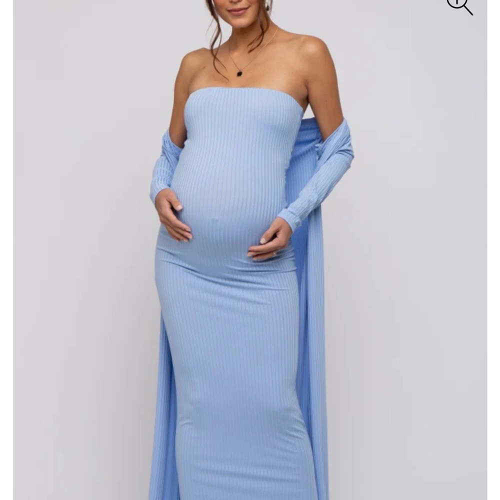 Pinkblush Blue Strapless Maternity Dress